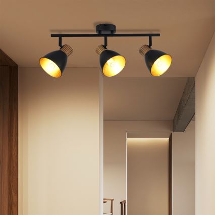 Brilagi - virziena gaismeklis ODENSE 3xE14/10W/230V kaučuka koks/melns