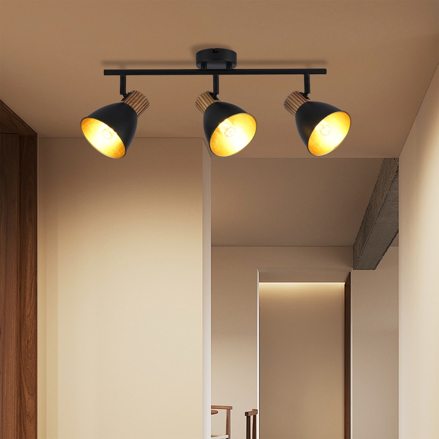 Brilagi - virziena gaismeklis ODENSE 3xE14/10W/230V kaučuka koks/melns