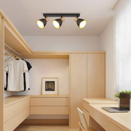 Brilagi - Virziena gaismeklis ODENSE 3xE14/10W/230V kaučuka koks/melns