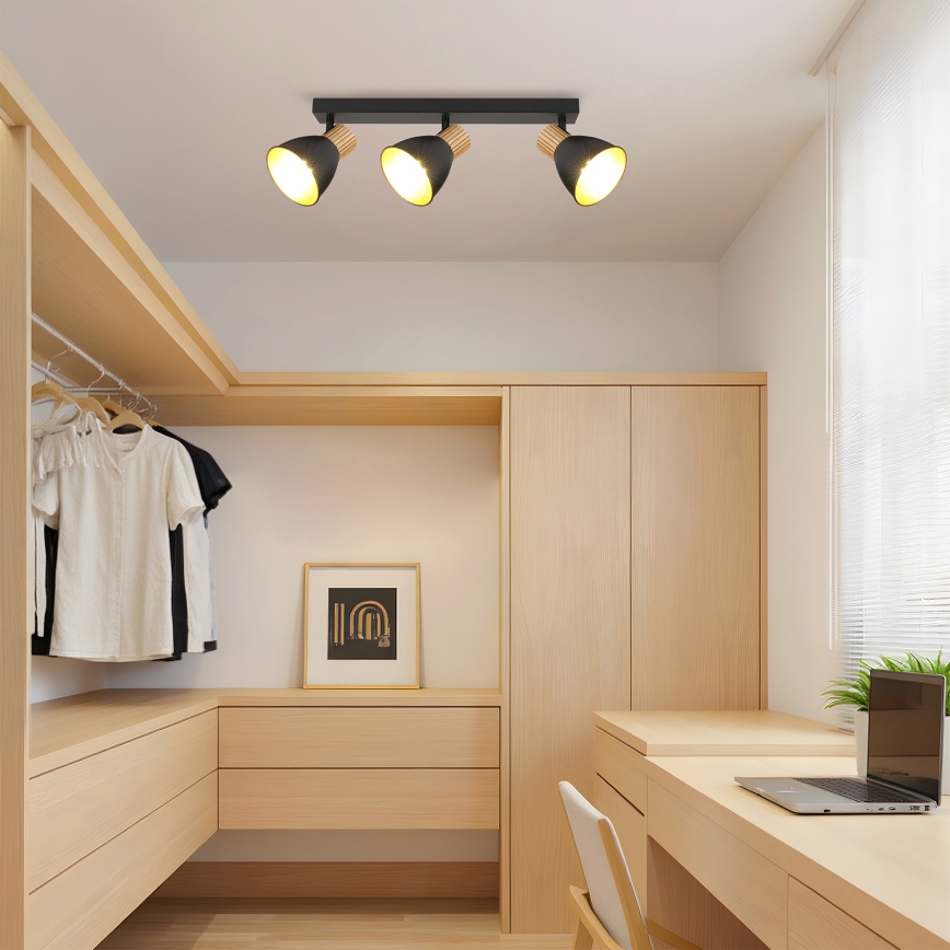 Brilagi - Virziena gaismeklis ODENSE 3xE14/10W/230V kaučuka koks/melns