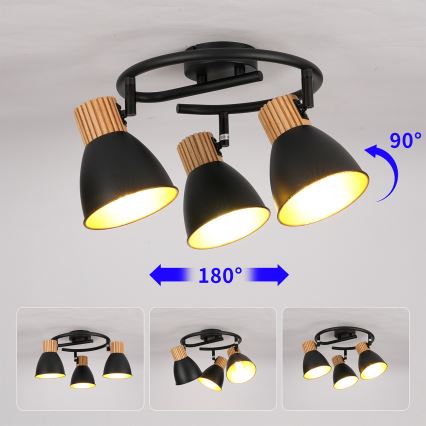 Brilagi - Virziena gaismeklis ODENSE 3xE14/10W/230V koks/melns