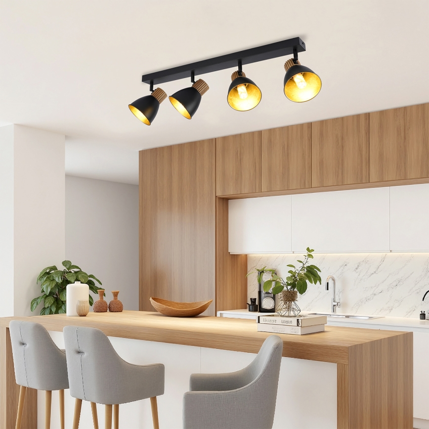 Brilagi - Virziena gaismeklis ODENSE 4xE14/10W/230V kaučuka koks/melns