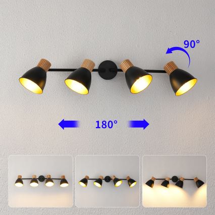 Brilagi - virziena gaismeklis ODENSE 4xE14/10W/230V koka/melns