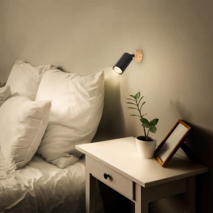 Brilagi - virziena gaismeklis SELE 1xGU10/30W/230V melns/ozola dekors