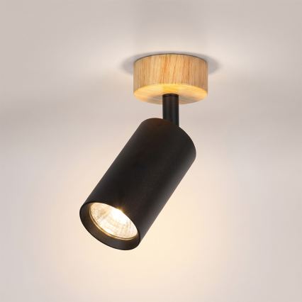 Brilagi - virziena gaismeklis SELE 1xGU10/30W/230V melns/ozola dekors