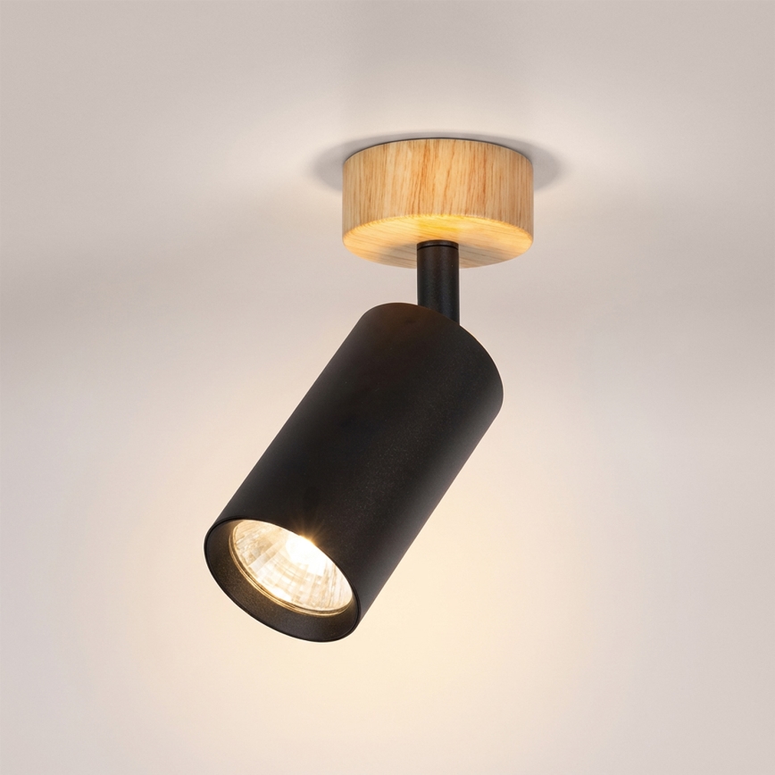 Brilagi - virziena gaismeklis SELE 1xGU10/30W/230V melns/ozola dekors