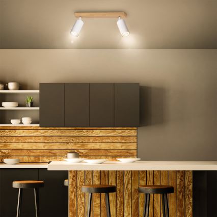 Brilagi - virziena gaismeklis SELE 2xGU10/30W/230V balts/ozolkoka dekors