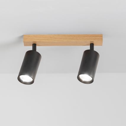 Brilagi - Virziena gaismeklis SELE 2xGU10/30W/230V melns/ozola dekors