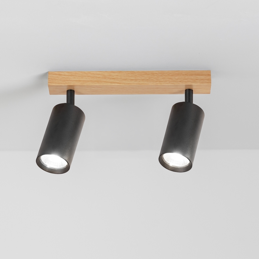 Brilagi - Virziena gaismeklis SELE 2xGU10/30W/230V melns/ozola dekors