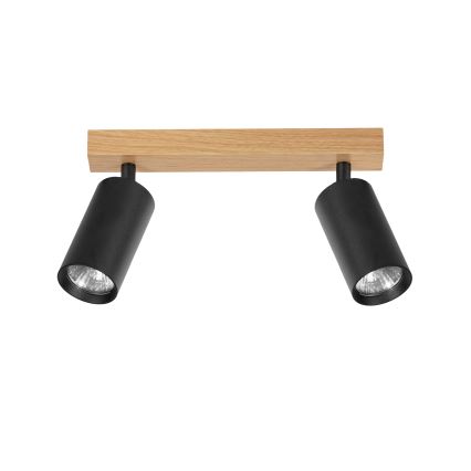 Brilagi - Virziena gaismeklis SELE 2xGU10/30W/230V melns/ozola dekors