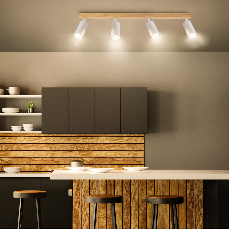 Brilagi - Virziena gaismeklis SELE 4xGU10/30W/230V balts/ozola dekors