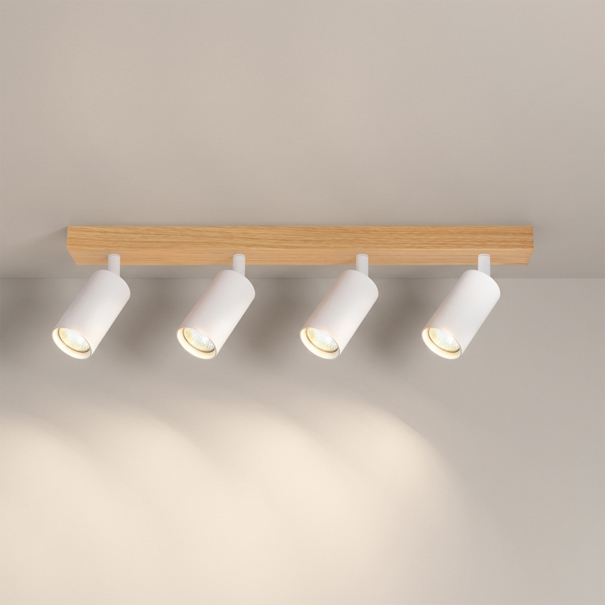 Brilagi - Virziena gaismeklis SELE 4xGU10/30W/230V balts/ozola dekors