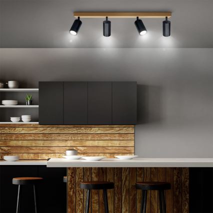 Brilagi - Virziena gaismeklis SELE 4xGU10/30W/230V melns/ozola dekors