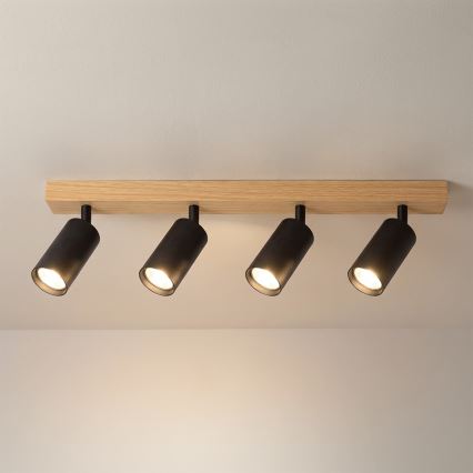 Brilagi - Virziena gaismeklis SELE 4xGU10/30W/230V melns/ozola dekors