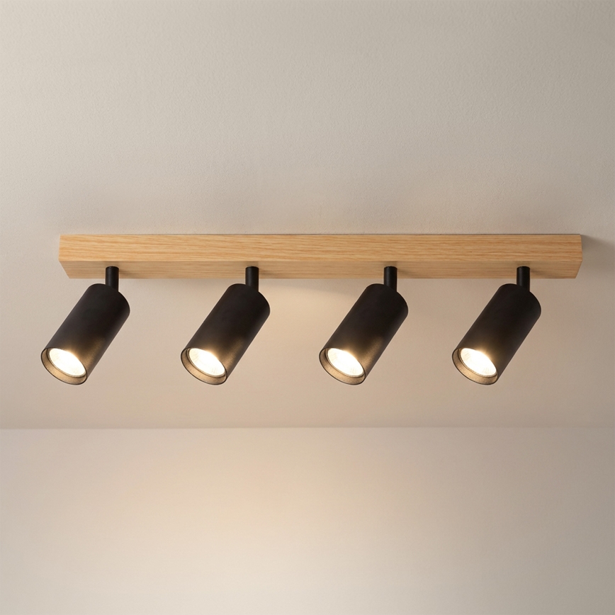 Brilagi - Virziena gaismeklis SELE 4xGU10/30W/230V melns/ozola dekors