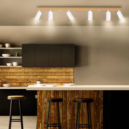 Brilagi - Virziena gaismeklis SELE 6xGU10/30W/230V balts/ozola dekors