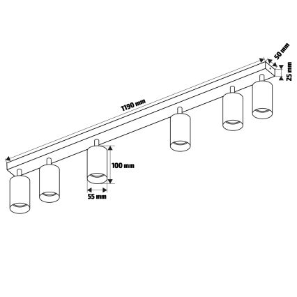 Brilagi - Virziena gaismeklis SELE 6xGU10/30W/230V balts/ozola dekors