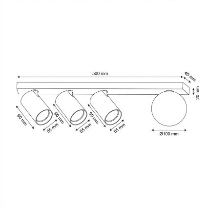 Brilagi - Virziena gaismeklis SELE BALL 3xGU10/30W/230V + 1xG9/10W melns