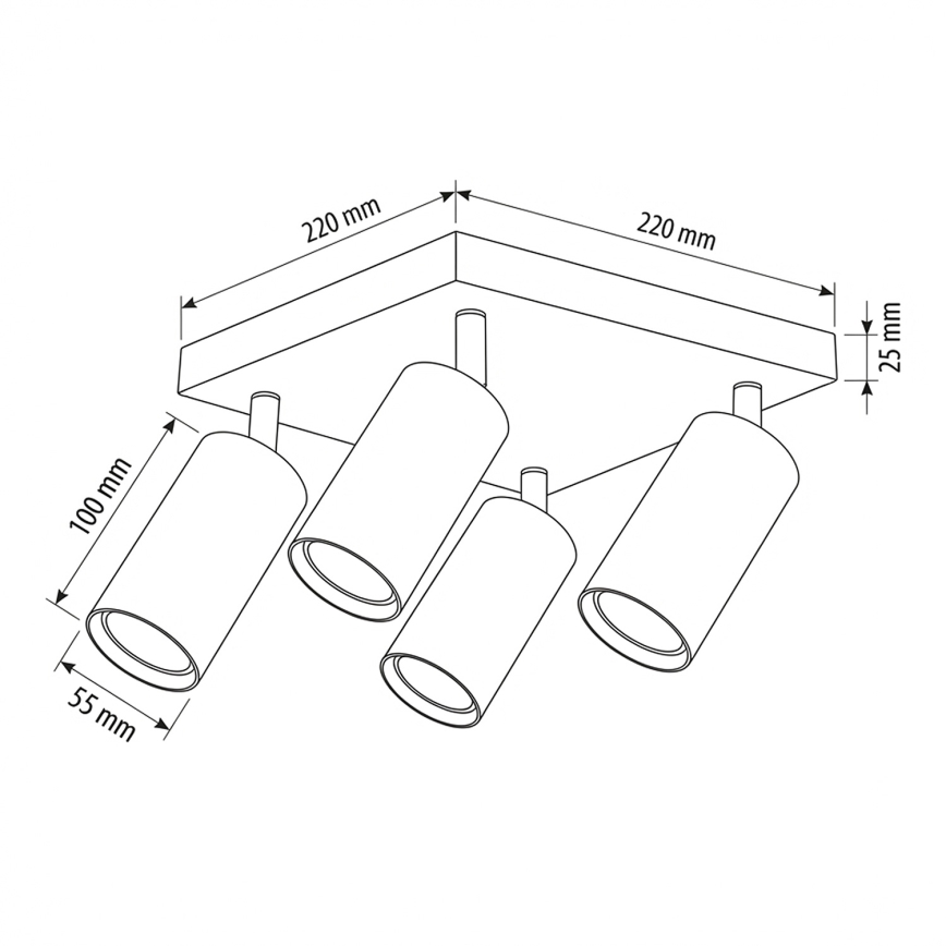 BRILAGI - Virziena gaismeklis SELE SQUARE 4xGU10/30W/230V melns/ozola dekors