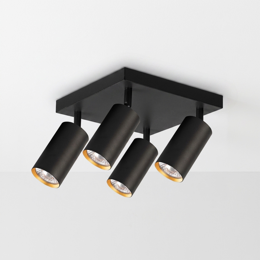 BRILAGI - Virziena gaismeklis SELE SQUARE 4xGU10/30W/230V melns/zelts