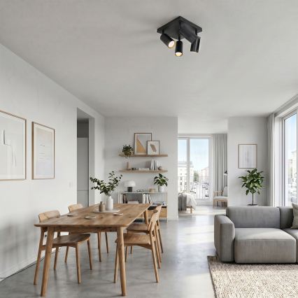 BRILAGI - Virziena gaismeklis SELE SQUARE 4xGU10/30W/230V melns/zelts