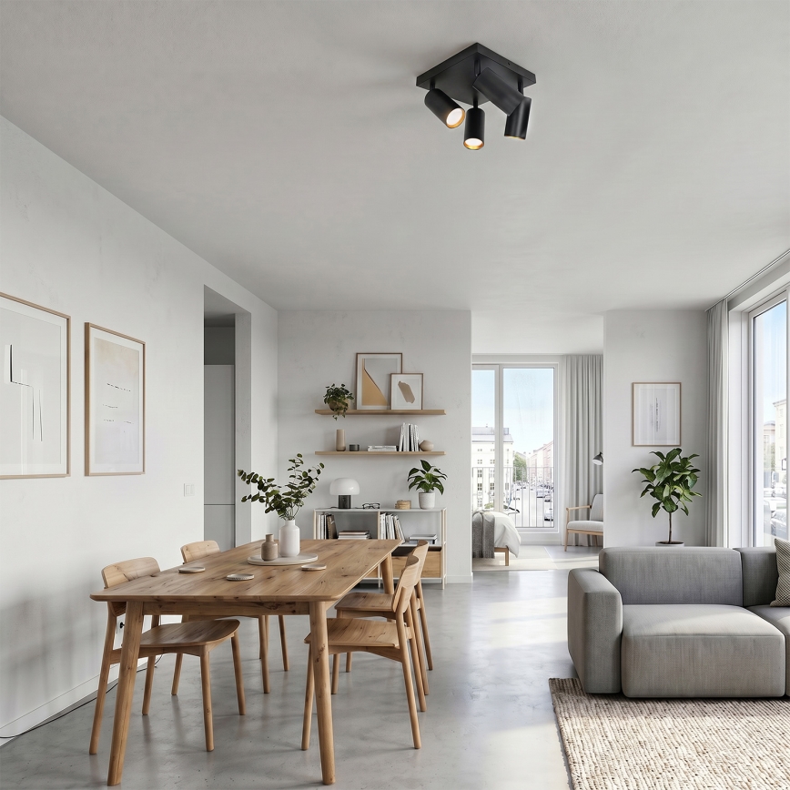 BRILAGI - Virziena gaismeklis SELE SQUARE 4xGU10/30W/230V melns/zelts