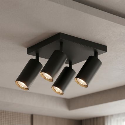 BRILAGI - Virziena gaismeklis SELE SQUARE 4xGU10/30W/230V melns/zelts