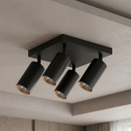 BRILAGI - Virziena gaismeklis SELE SQUARE 4xGU10/30W/230V melns/zelts
