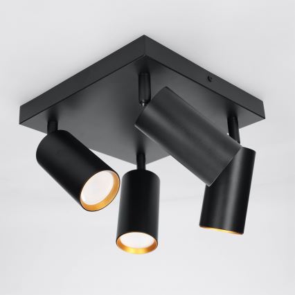 BRILAGI - Virziena gaismeklis SELE SQUARE 4xGU10/30W/230V melns/zelts