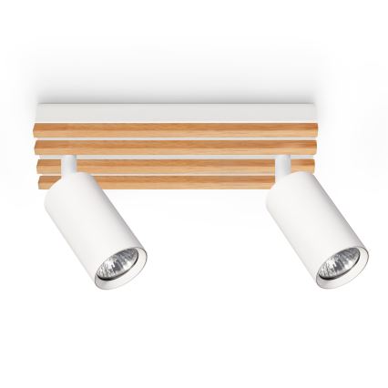 Brilagi - Virziena gaismeklis SELE WOOD 2xGU10/30W/230V balts/koks