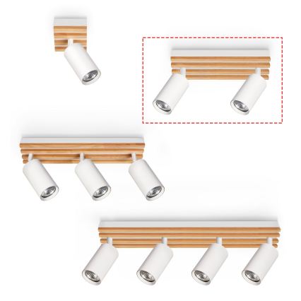 Brilagi - Virziena gaismeklis SELE WOOD 2xGU10/30W/230V balts/koks