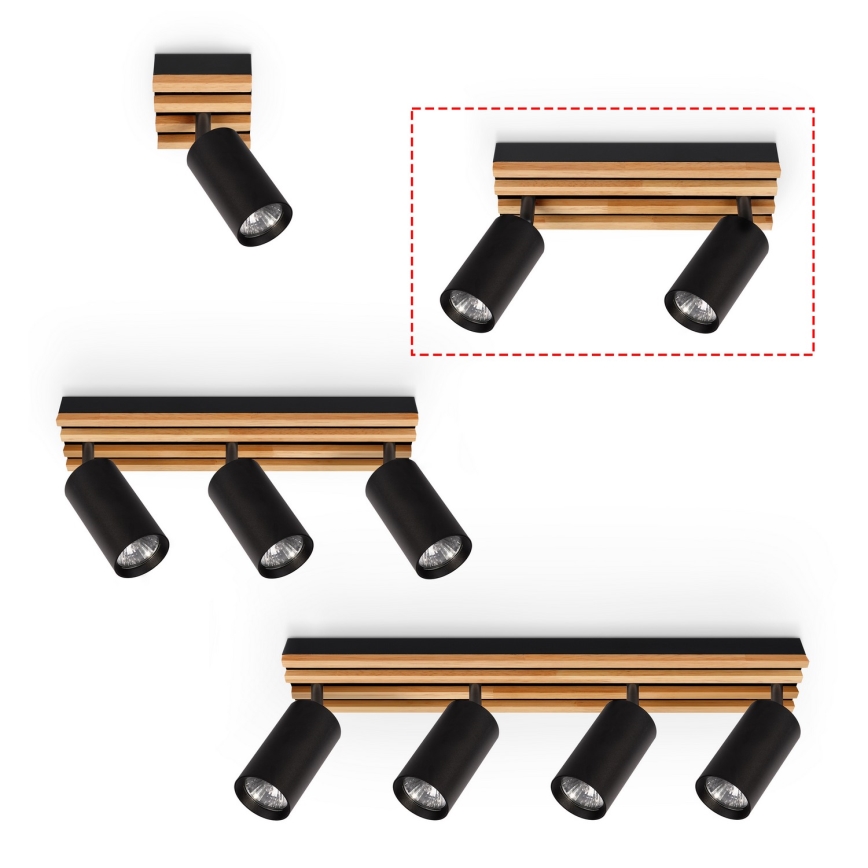 Brilagi - virziena gaismeklis SELE WOOD 2xGU10/30W/230V melns/koks