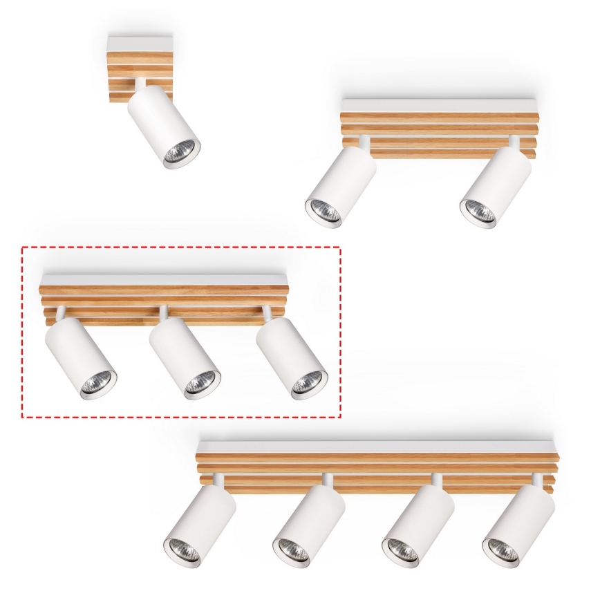 Brilagi - Virziena gaismeklis SELE WOOD 3xGU10/30W/230V balts/koka