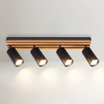 Brilagi - Virziena gaismeklis SELE WOOD 4xGU10/30W/230V melns/koks