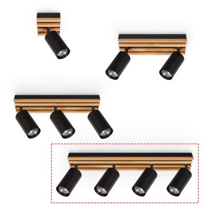 Brilagi - Virziena gaismeklis SELE WOOD 4xGU10/30W/230V melns/koks