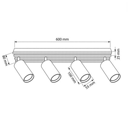 Brilagi - Virziena gaismeklis SELE WOOD 4xGU10/30W/230V melns/koks