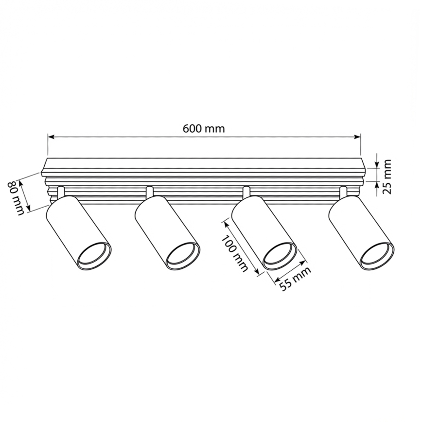 Brilagi - Virziena gaismeklis SELE WOOD 4xGU10/30W/230V melns/koks