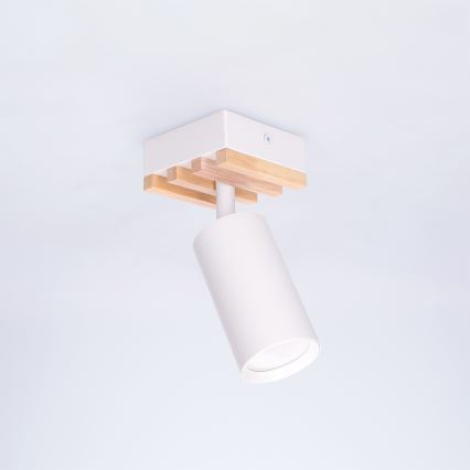 Brilagi - Virziena gaismeklis SELE WOOD ACOUSTIC 1xGU10/30W/230V balts/koks
