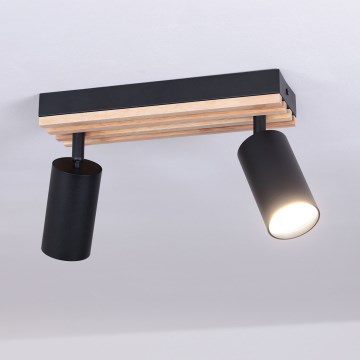 Brilagi - virziena gaismeklis SELE WOOD ACOUSTIC 2xGU10/30W/230V melns/koks