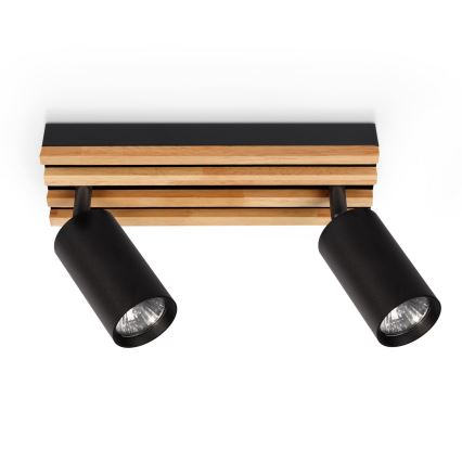 Brilagi - virziena gaismeklis SELE WOOD ACOUSTIC 2xGU10/30W/230V melns/koks