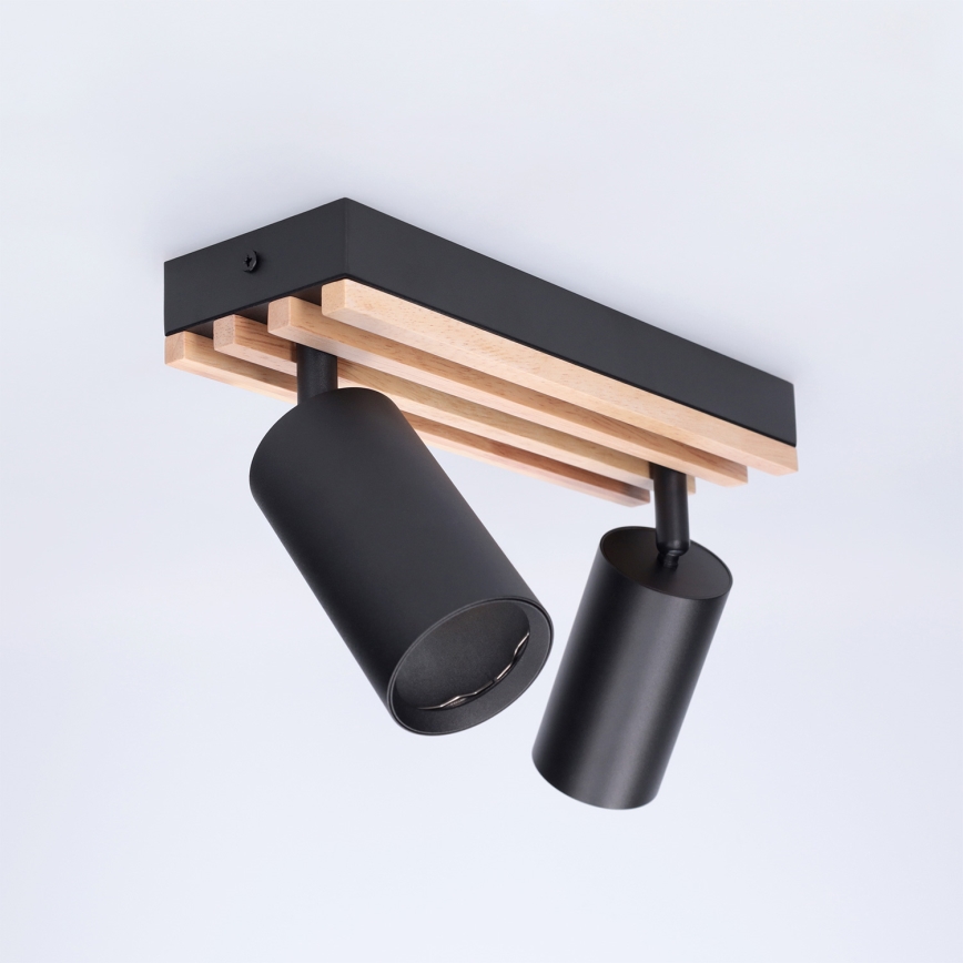Brilagi - virziena gaismeklis SELE WOOD ACOUSTIC 2xGU10/30W/230V melns/koks