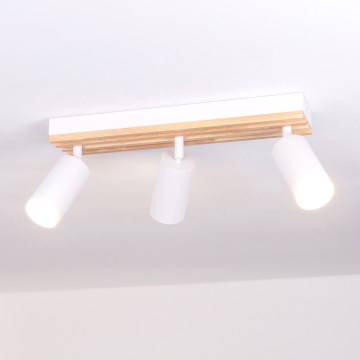 Brilagi - Virziena gaismeklis SELE WOOD ACOUSTIC 3xGU10/30W/230V balts/koka