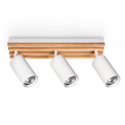 Brilagi - Virziena gaismeklis SELE WOOD ACOUSTIC 3xGU10/30W/230V balts/koka