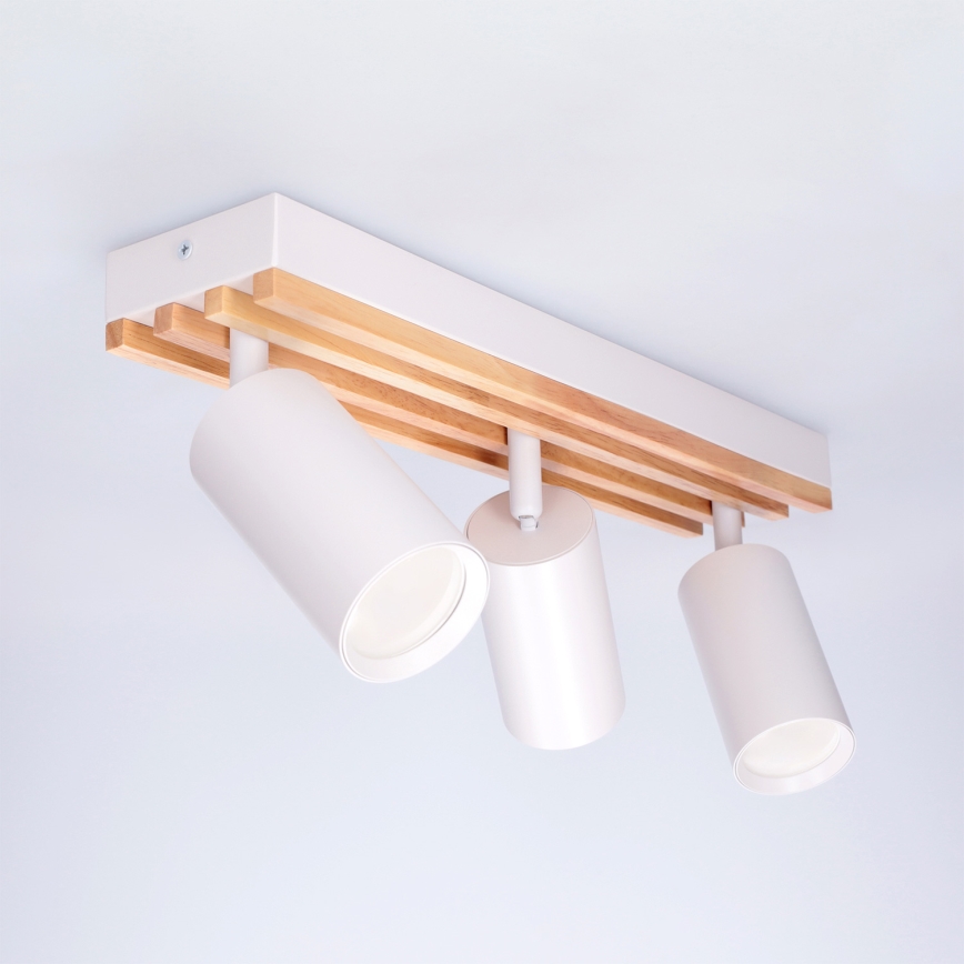 Brilagi - Virziena gaismeklis SELE WOOD ACOUSTIC 3xGU10/30W/230V balts/koka