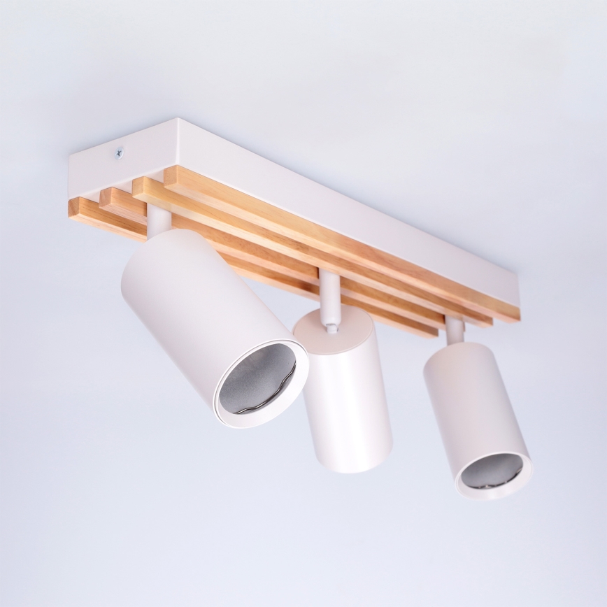 Brilagi - Virziena gaismeklis SELE WOOD ACOUSTIC 3xGU10/30W/230V balts/koka