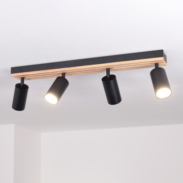 Brilagi - Virziena gaismeklis SELE WOOD ACOUSTIC 4xGU10/30W/230V melns/koks