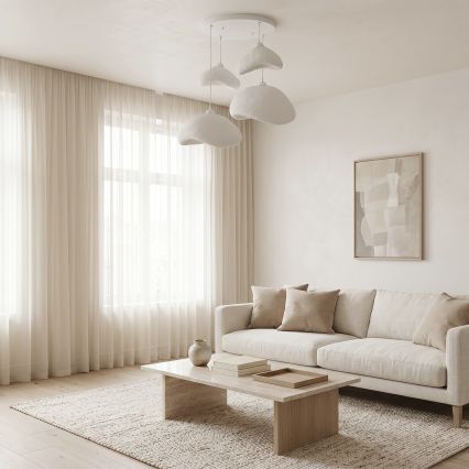Brilagi – WABI SABI pakaramā lampa uz vada, 4xE27/40W/230V, Ø 90 cm, balta