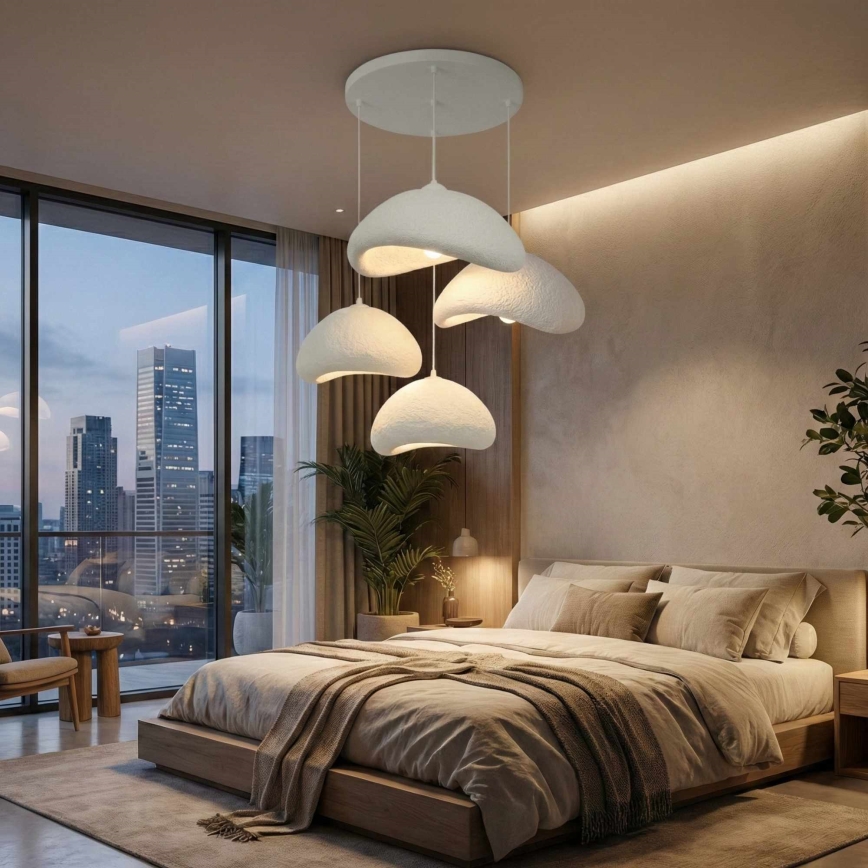 Brilagi – WABI SABI pakaramā lampa uz vada, 4xE27/40W/230V, Ø 90 cm, balta