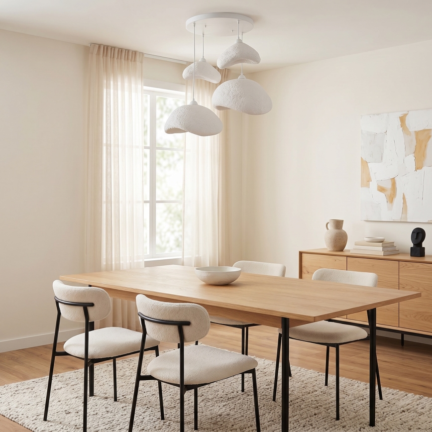 Brilagi – WABI SABI pakaramā lampa uz vada, 4xE27/40W/230V, Ø 90 cm, balta