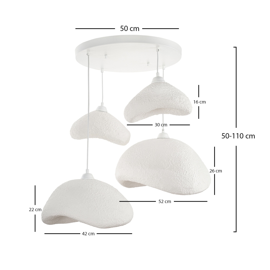 Brilagi – WABI SABI pakaramā lampa uz vada, 4xE27/40W/230V, Ø 90 cm, balta